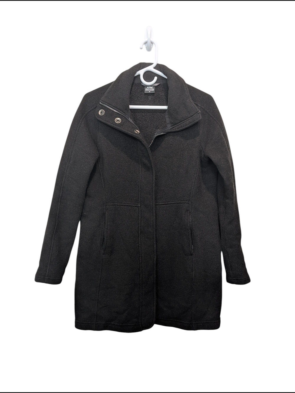 Kuhl Womens Medium Fleece Jacket Black Snap Zip Outdoor Sweater Coat